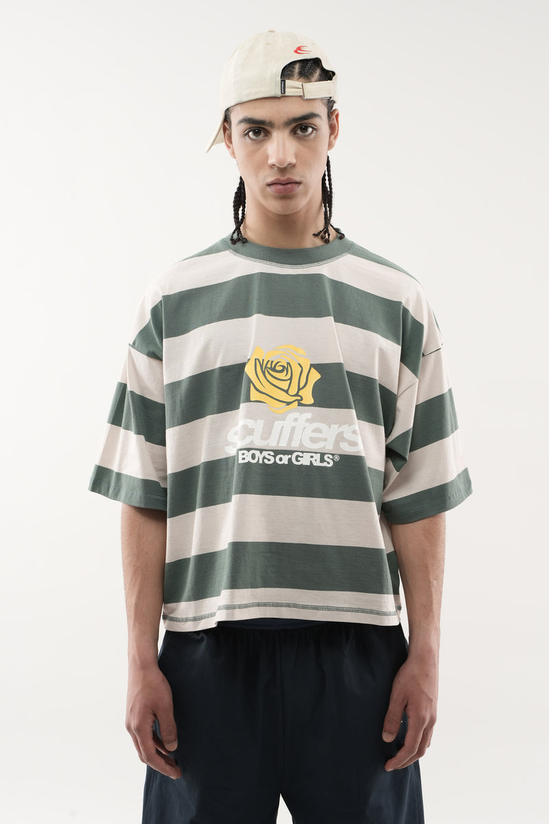 Boy Green Striped T-Shirt