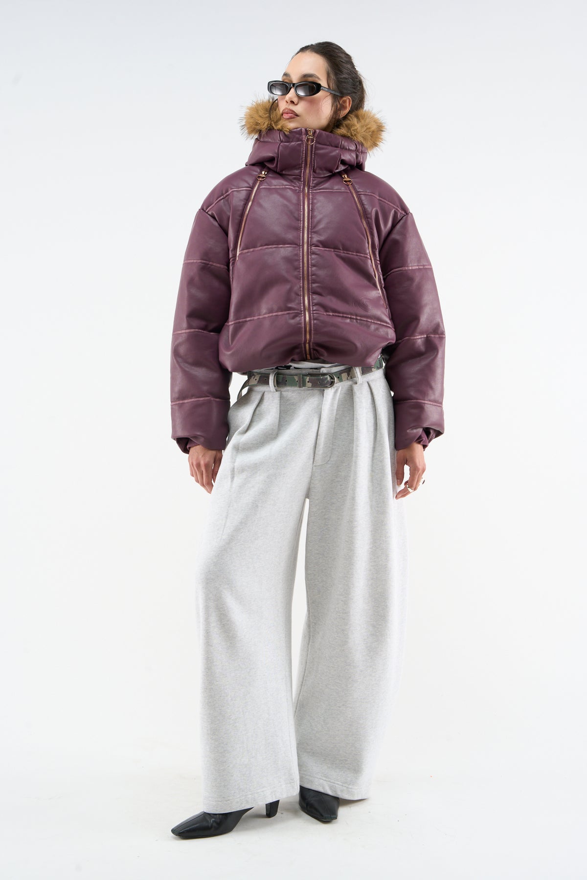 Raw Burgundy Puffer Jacket