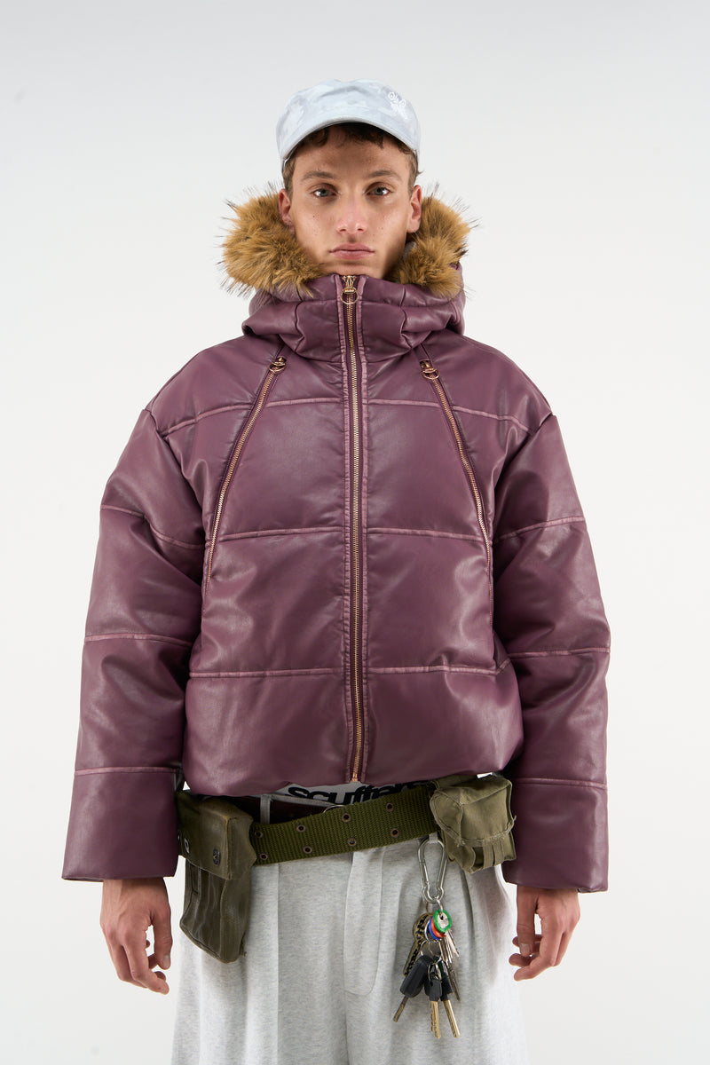 Raw Burgundy Puffer Jacket