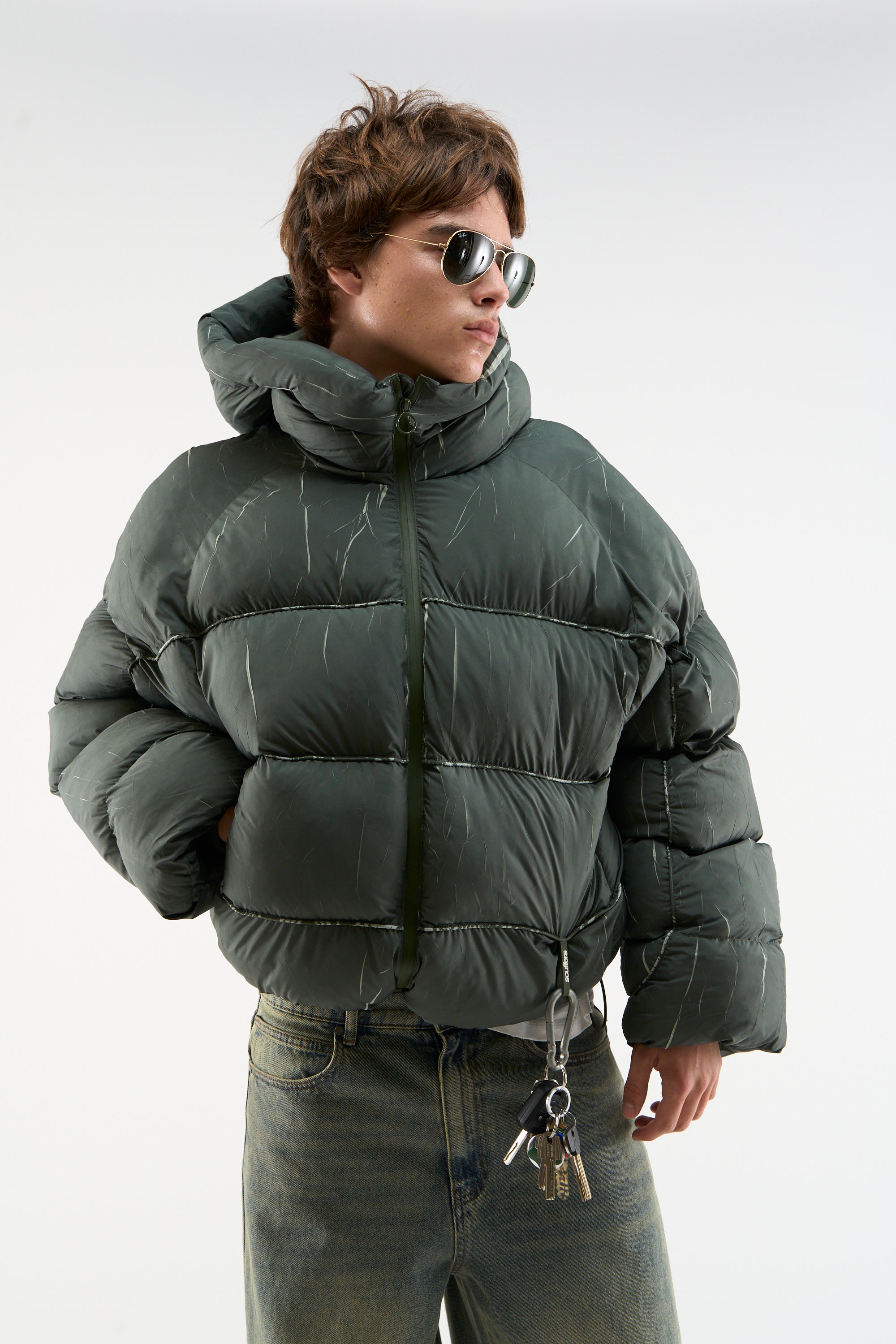 Marble Green Puffer Jacket
