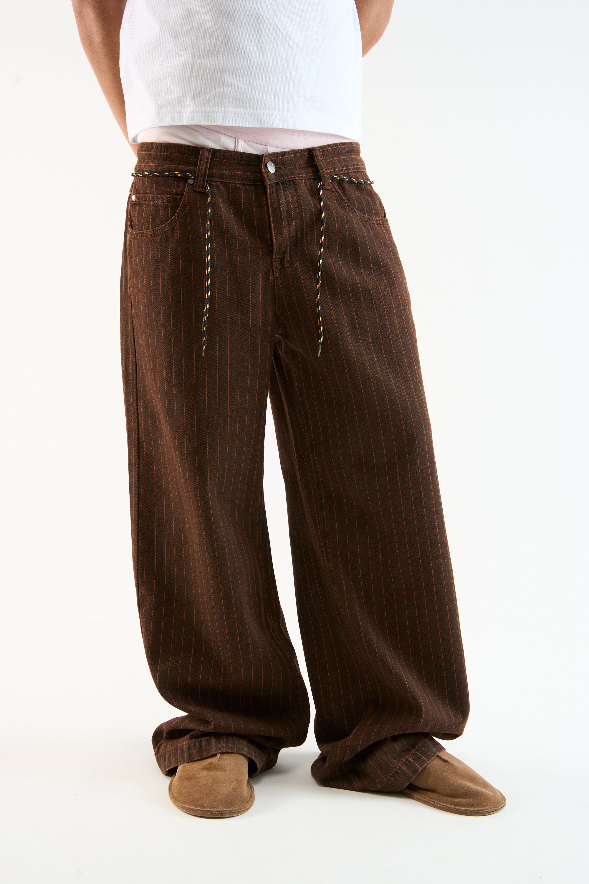 Pinstripe Carrie Brown Pants