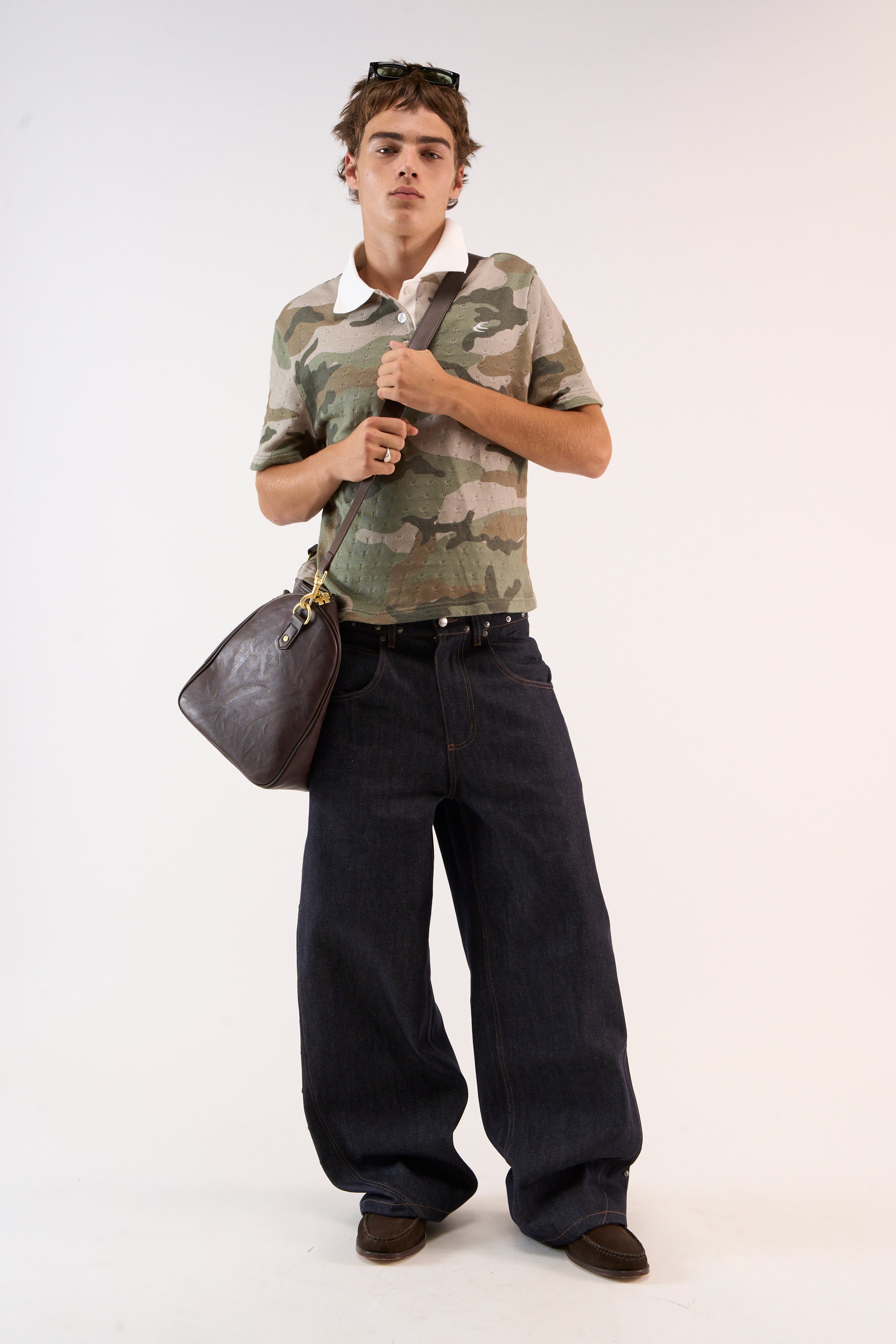 Openwork Camo Polo