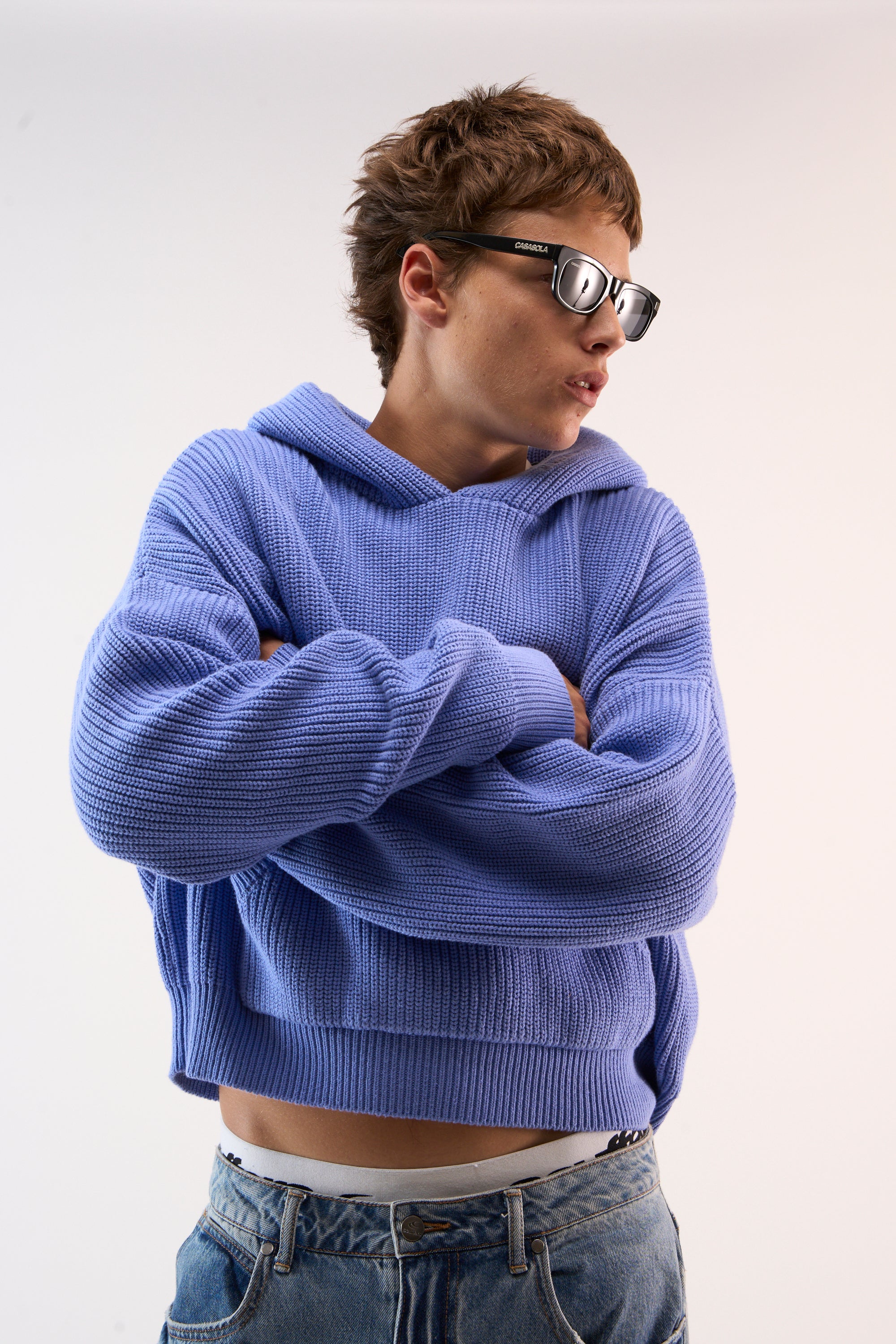 Bawdy Royal Blue Knit Hoodie