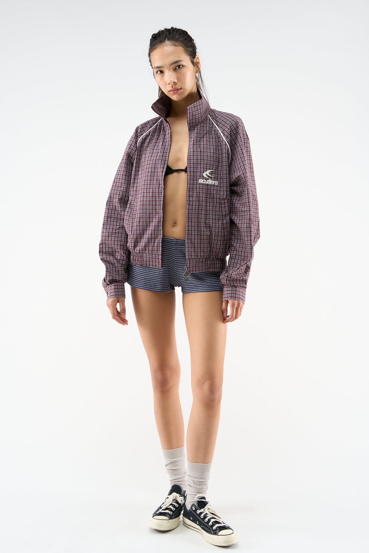 Chamise Checkered Burgundy Zipper