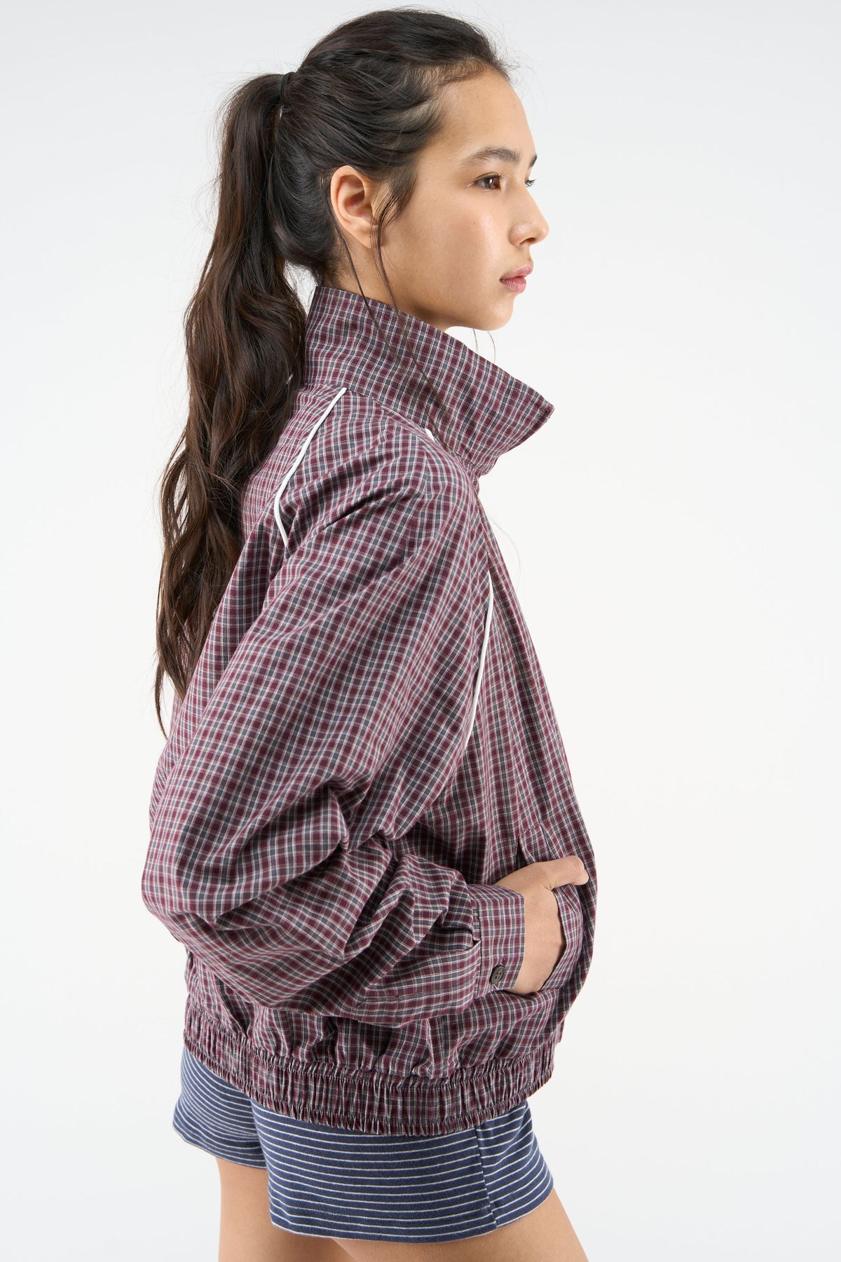 Chamise Checkered Burgundy Zipper