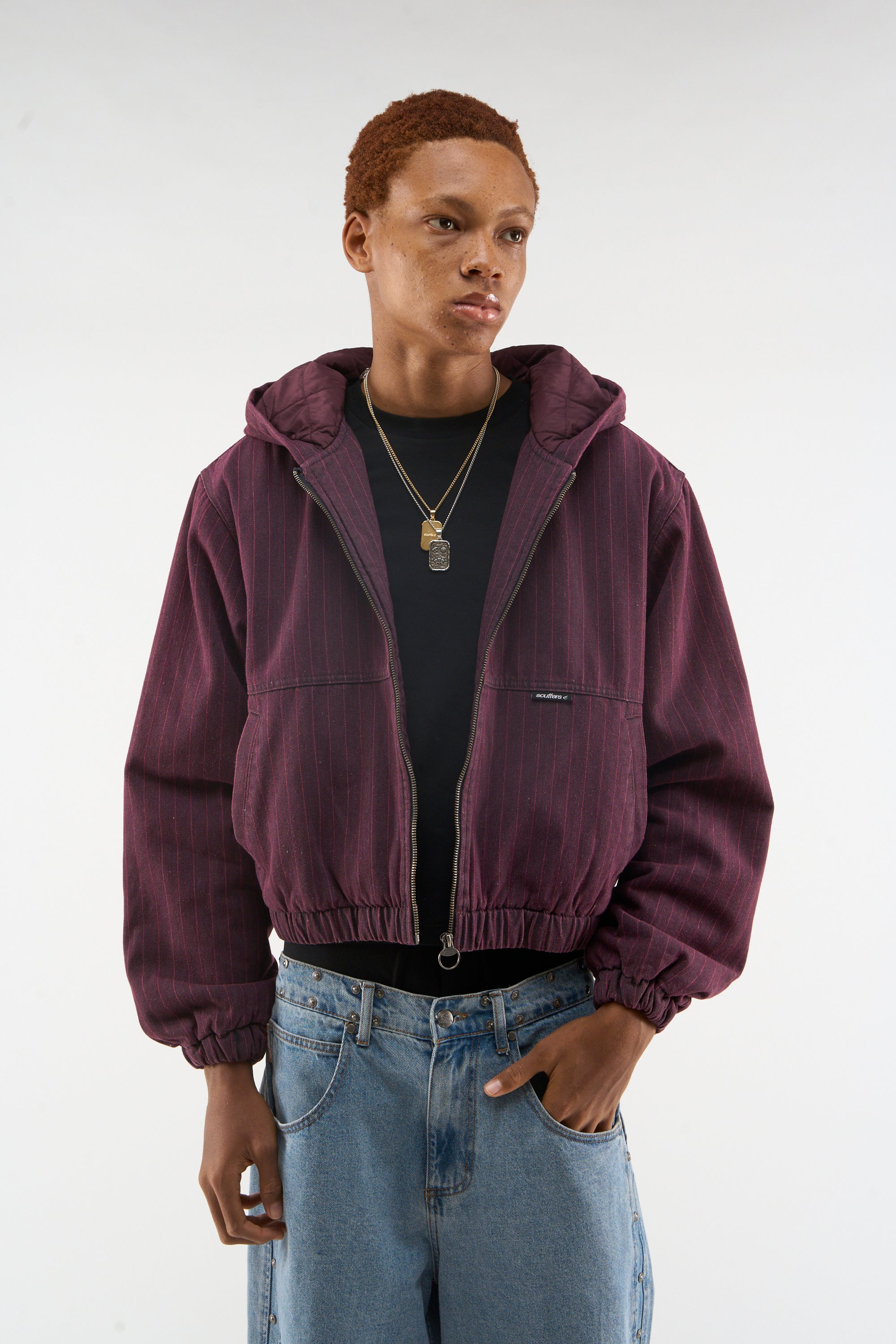 Pinstripe Burgundy Work Jacket