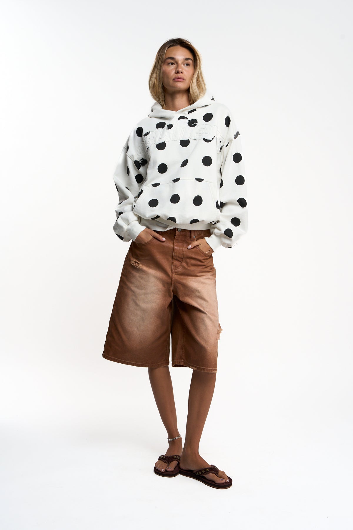 Raw Dots White Hoodie