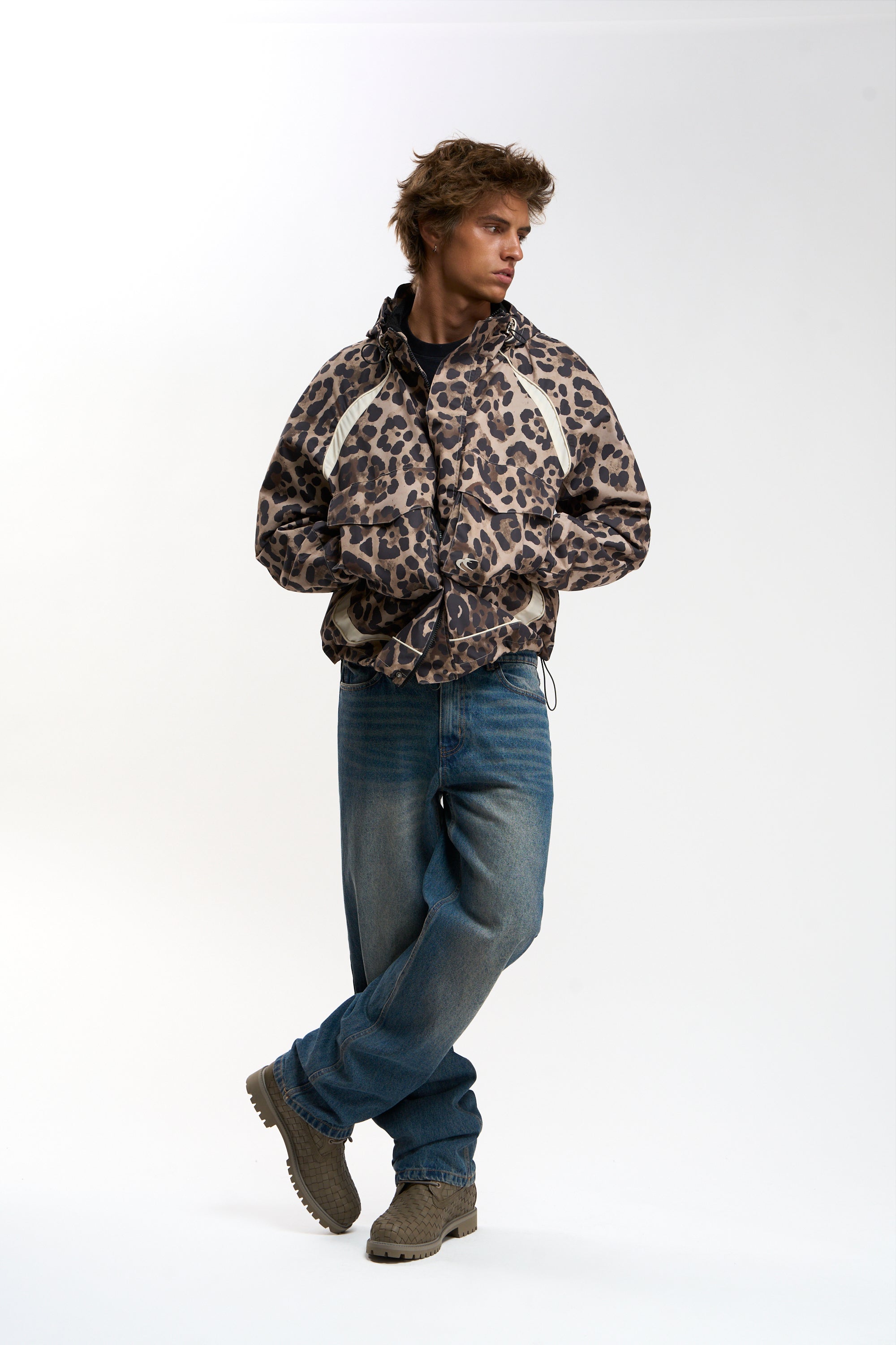 Taxidermy Brown Leopard Windbreaker