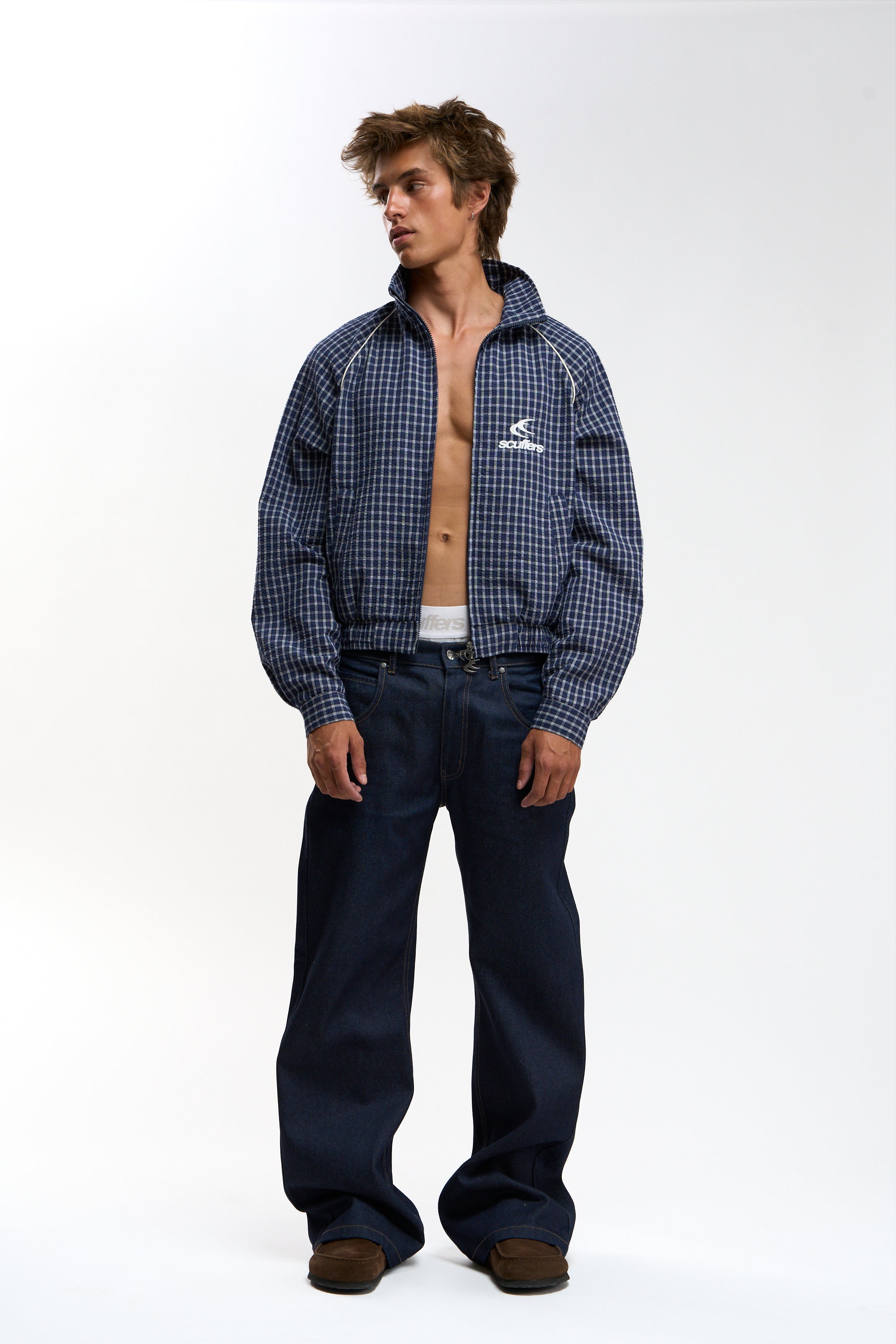 Chamise Checkered Navy Zipper