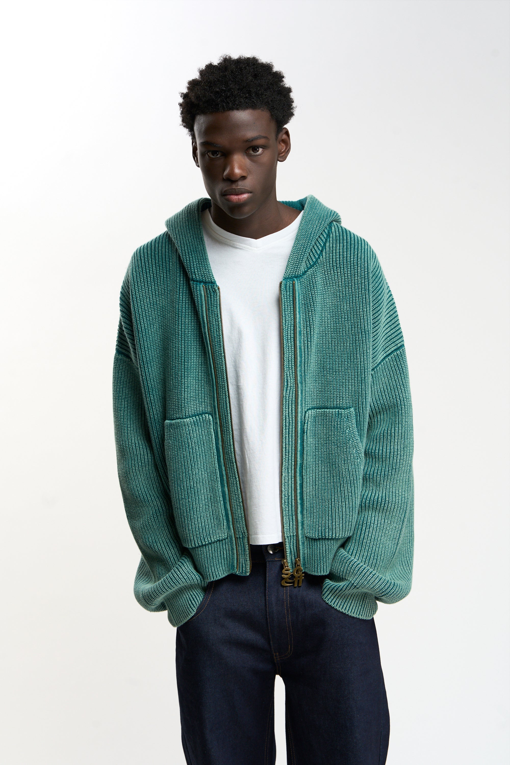 Steel Green Knit Zipper