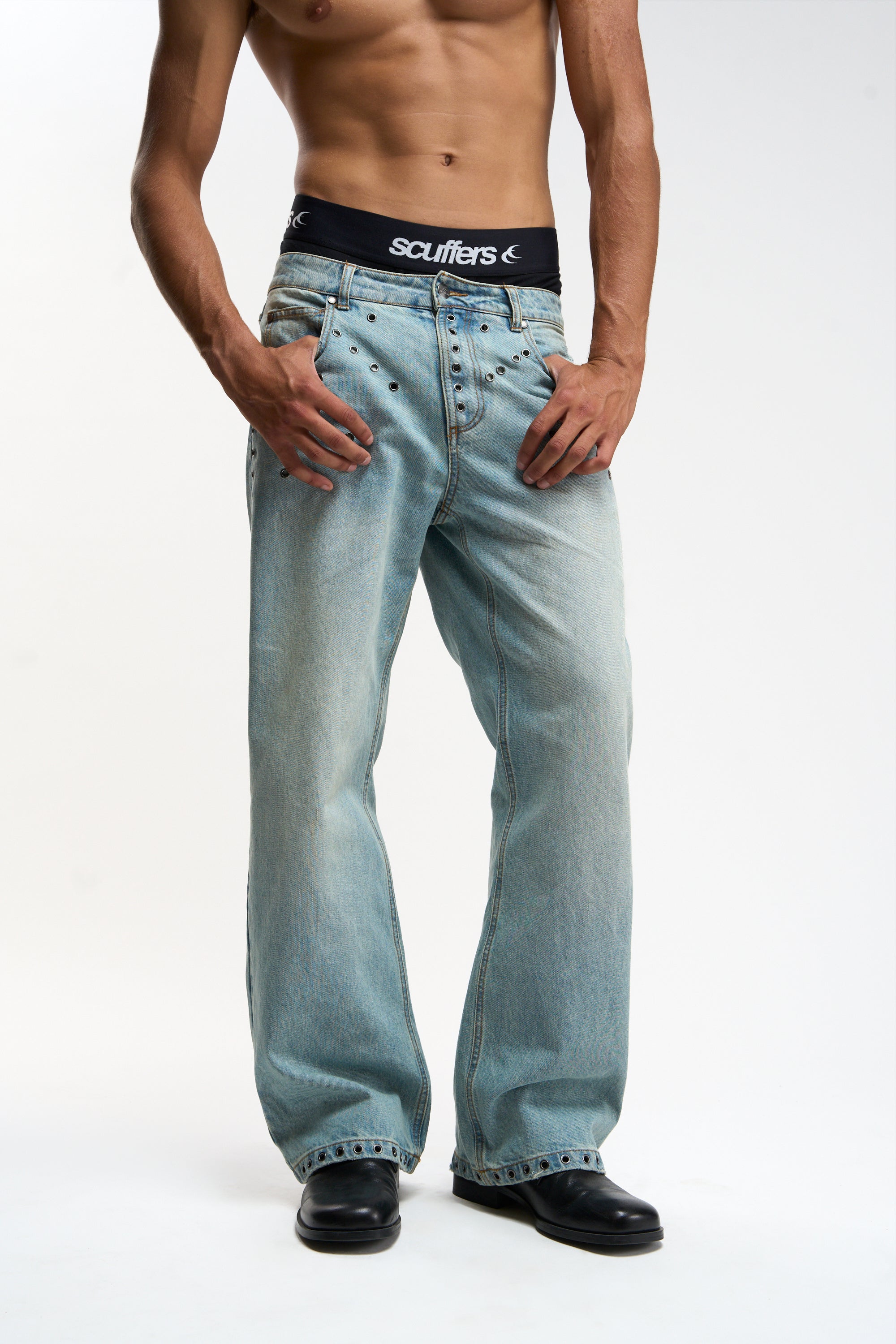 Eyelet Light Blue Pants