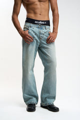 Eyelet Light Blue Pants