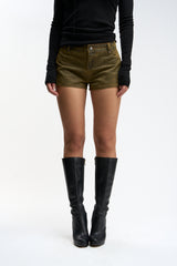 Oil Yellow Mini Shorts