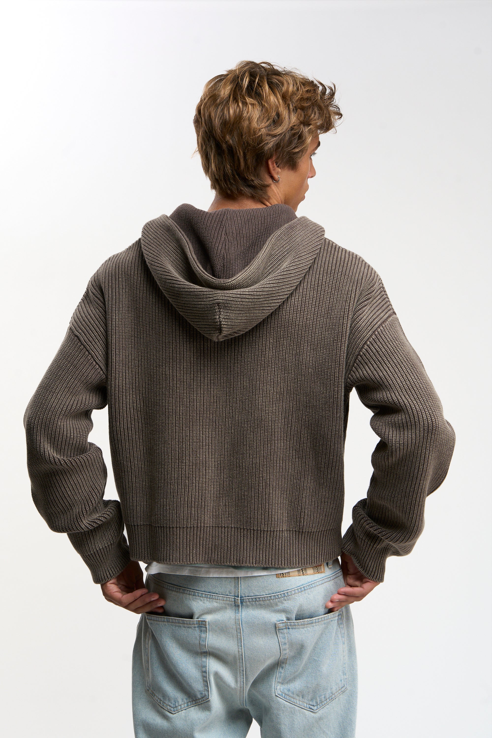 Steel Brown Knit Zipper