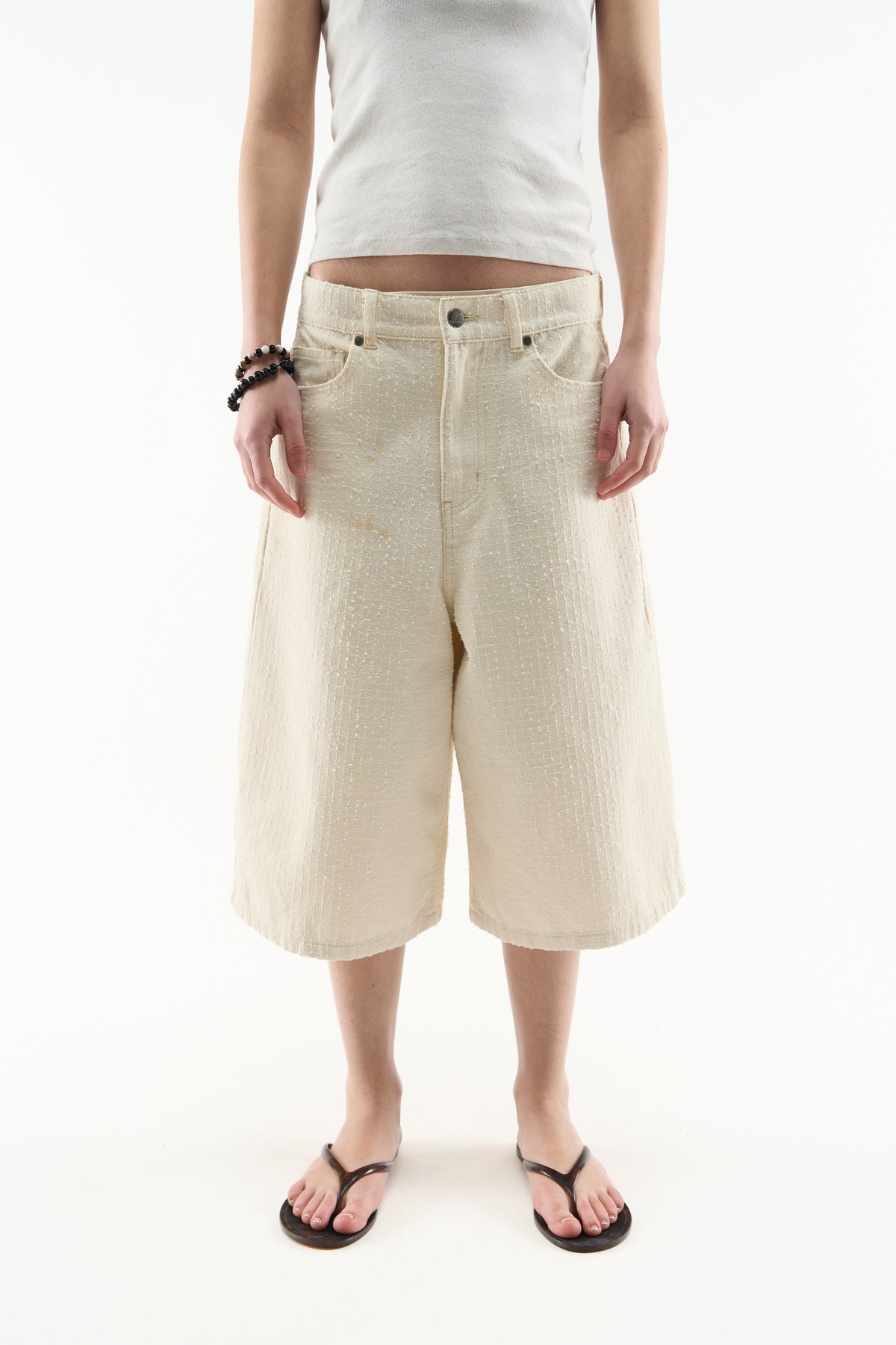 Ribstop Ecru Jorts