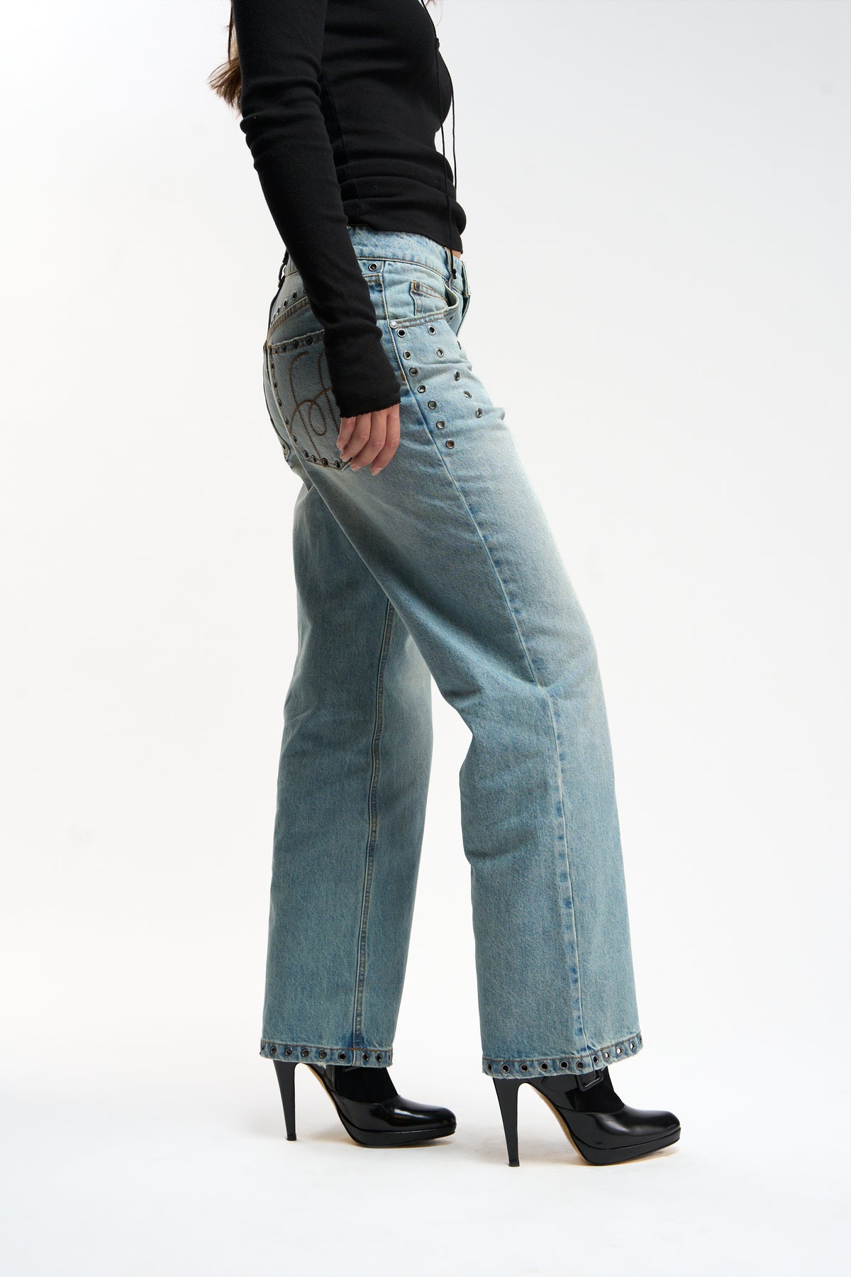 Eyelet Light Blue Pants