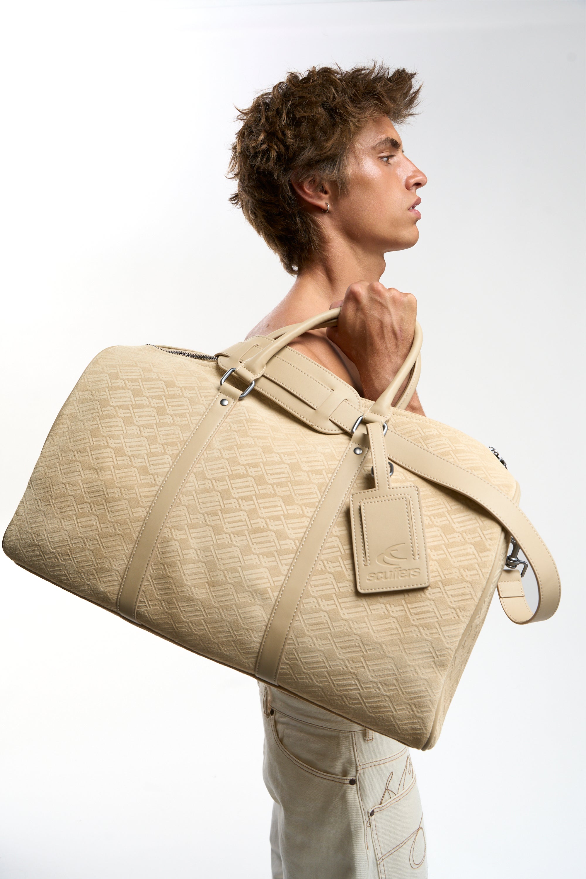 Monogram Ecru Suede Duffle Bag