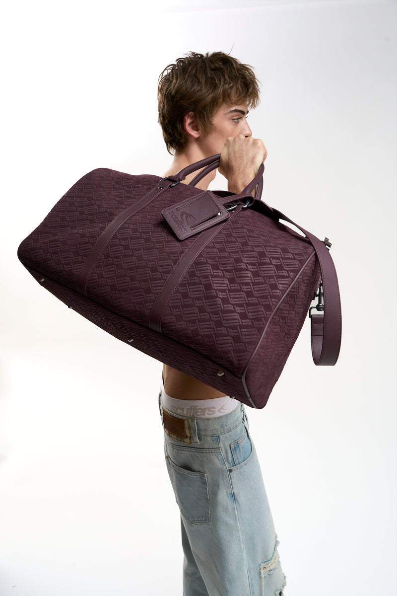 Monogram Burgundy Suede Duffle Bag