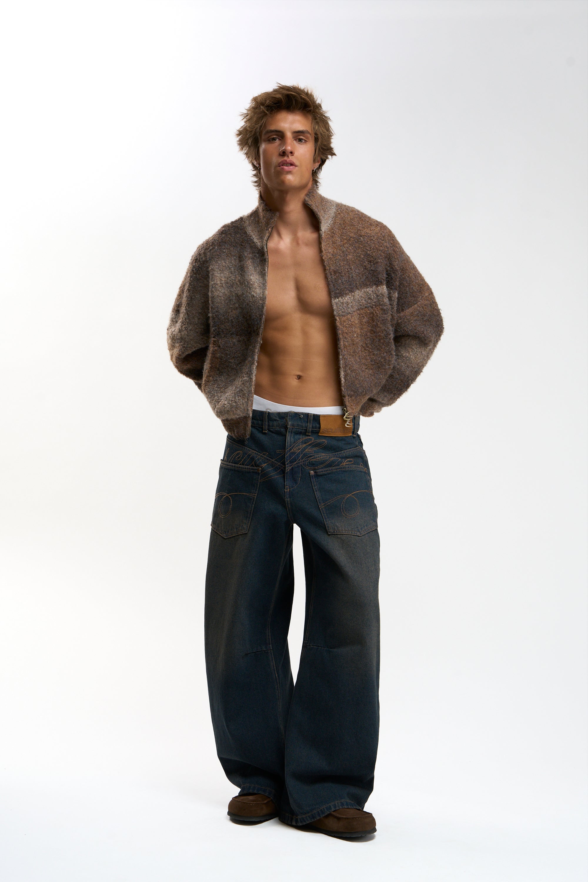 Delorette Brown Knit Zipper