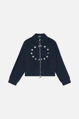 Ea Navy Blue Knit Zipper